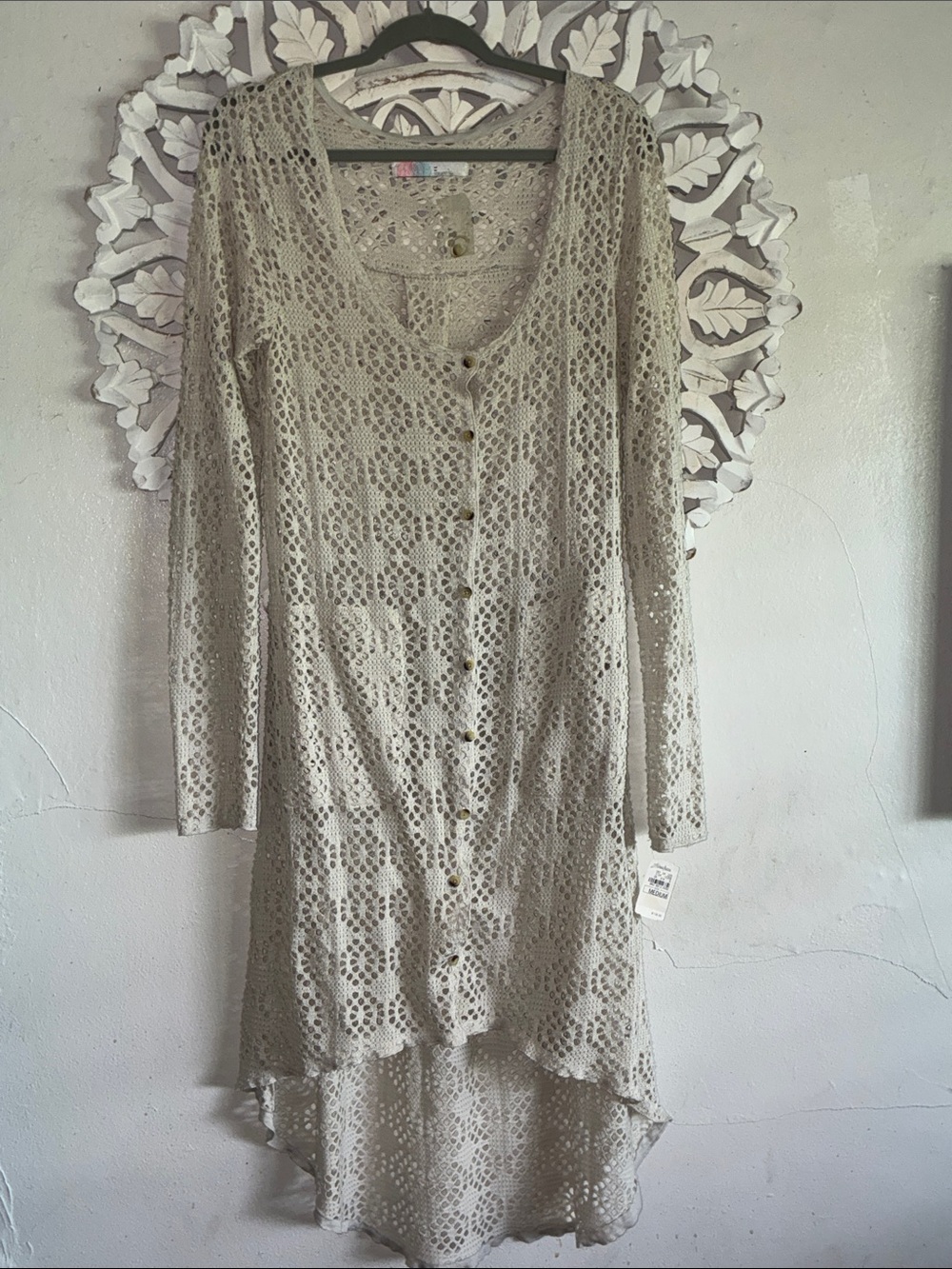 Free People Beige Crochet Swim Coverup